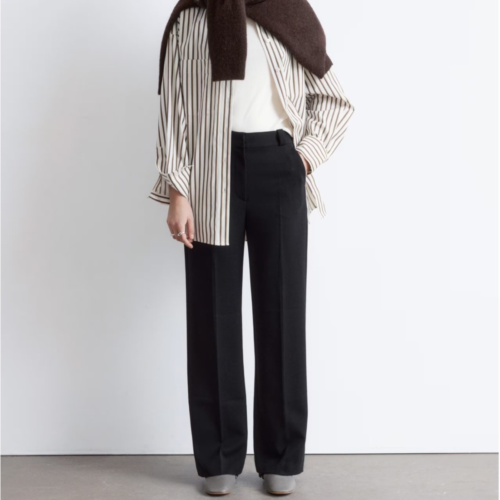 & Other Stories Straight Press-Crease Trousers in Black